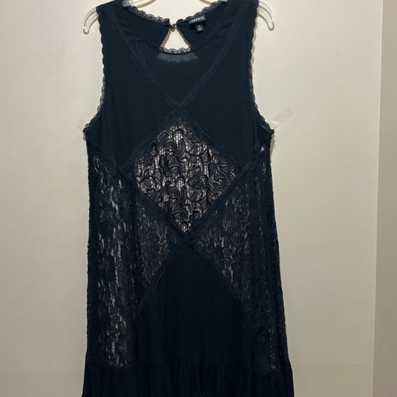 Torrid Lace print boho lined sleeveless key hole women midi dress Sz 1 - Picture 10 of 16